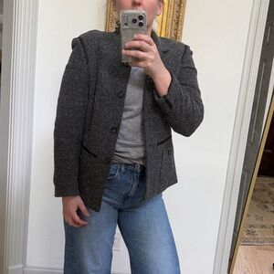 Classic Women's Charcoal Tweed Blazer